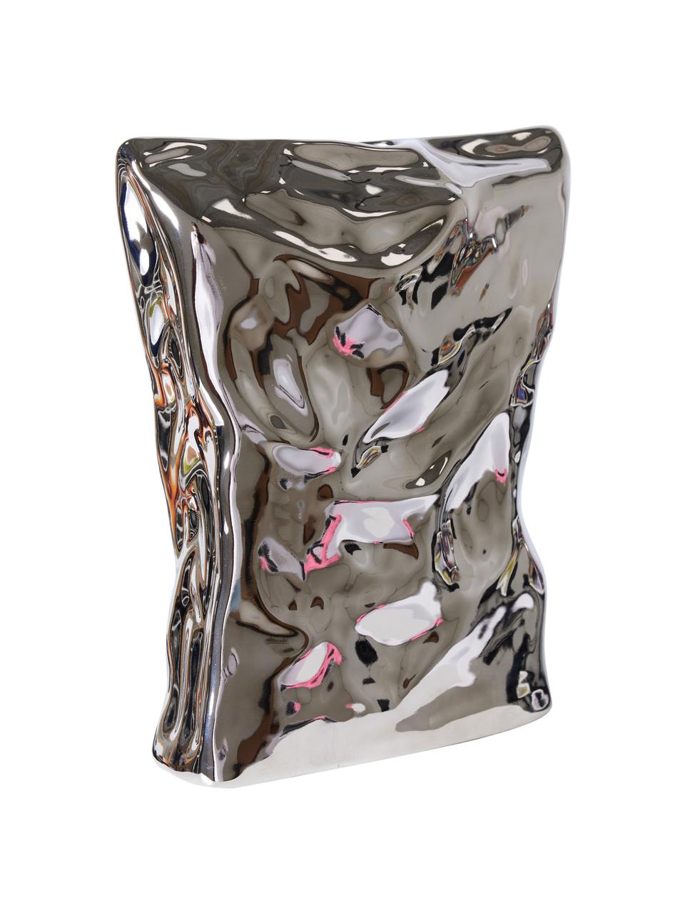 Designová váza Crisps, Kamenina, Odstíny chromu, Š 22 cm, V 26 cm
