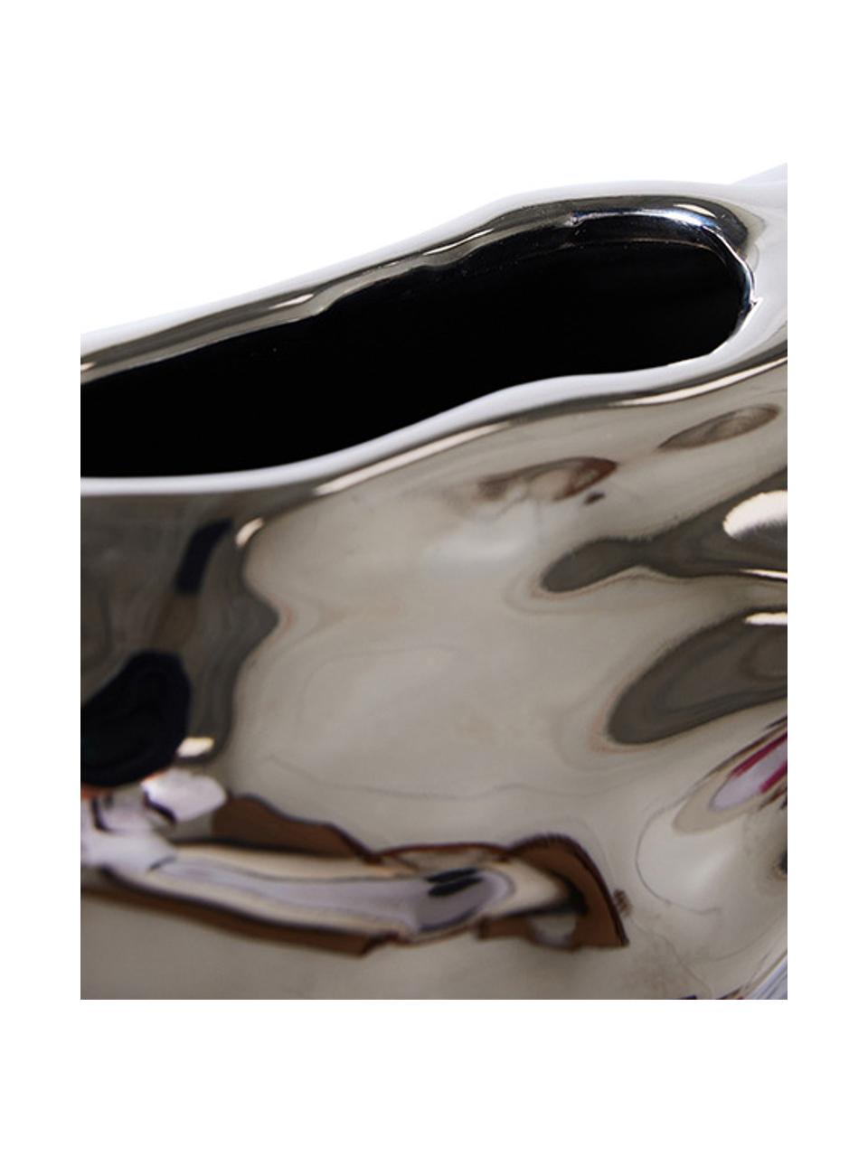 Designová váza Crisps, Kamenina, Odstíny chromu, Š 22 cm, V 26 cm
