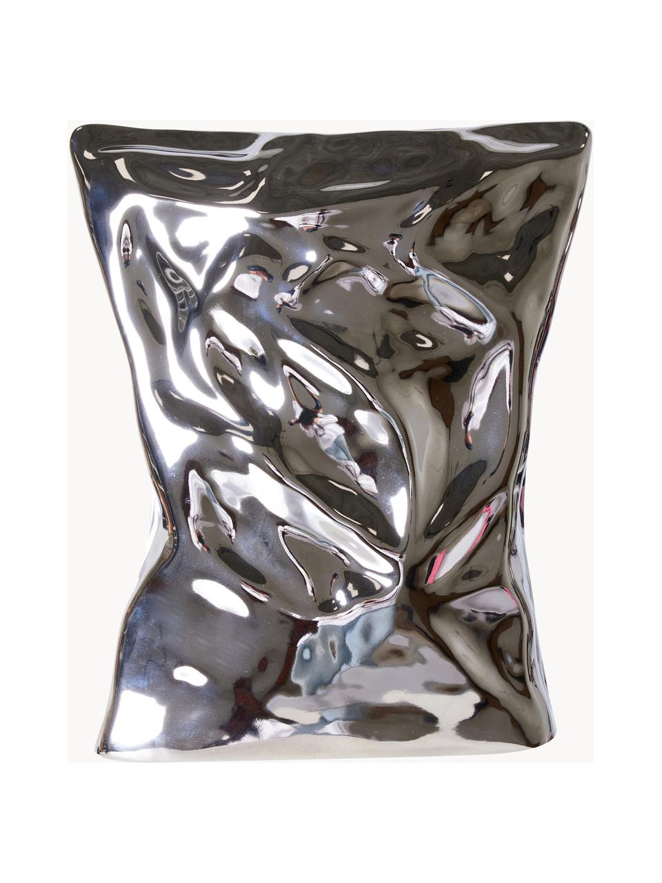 Dizajnová váza Crisps, V 26 cm, Kamenina, Odtiene striebornej, Š 22 x H 26 cm