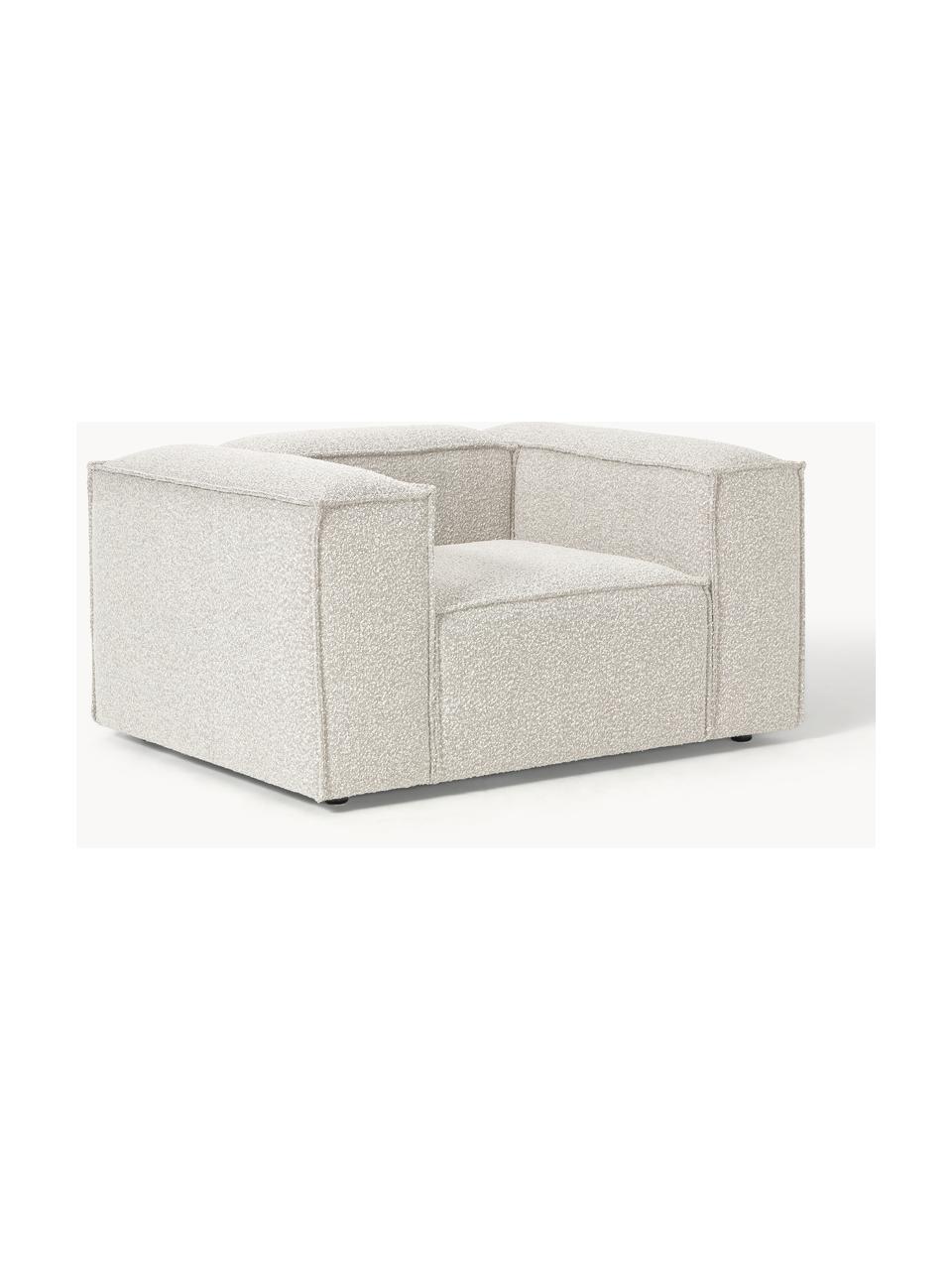 Sillón en tejido bouclé Lennon, Tapizado: tejido bouclé (100% polié, Estructura: madera contrachapada de p, Patas: plástico Este producto es, Bouclé Off White, An 130 x F 101 cm