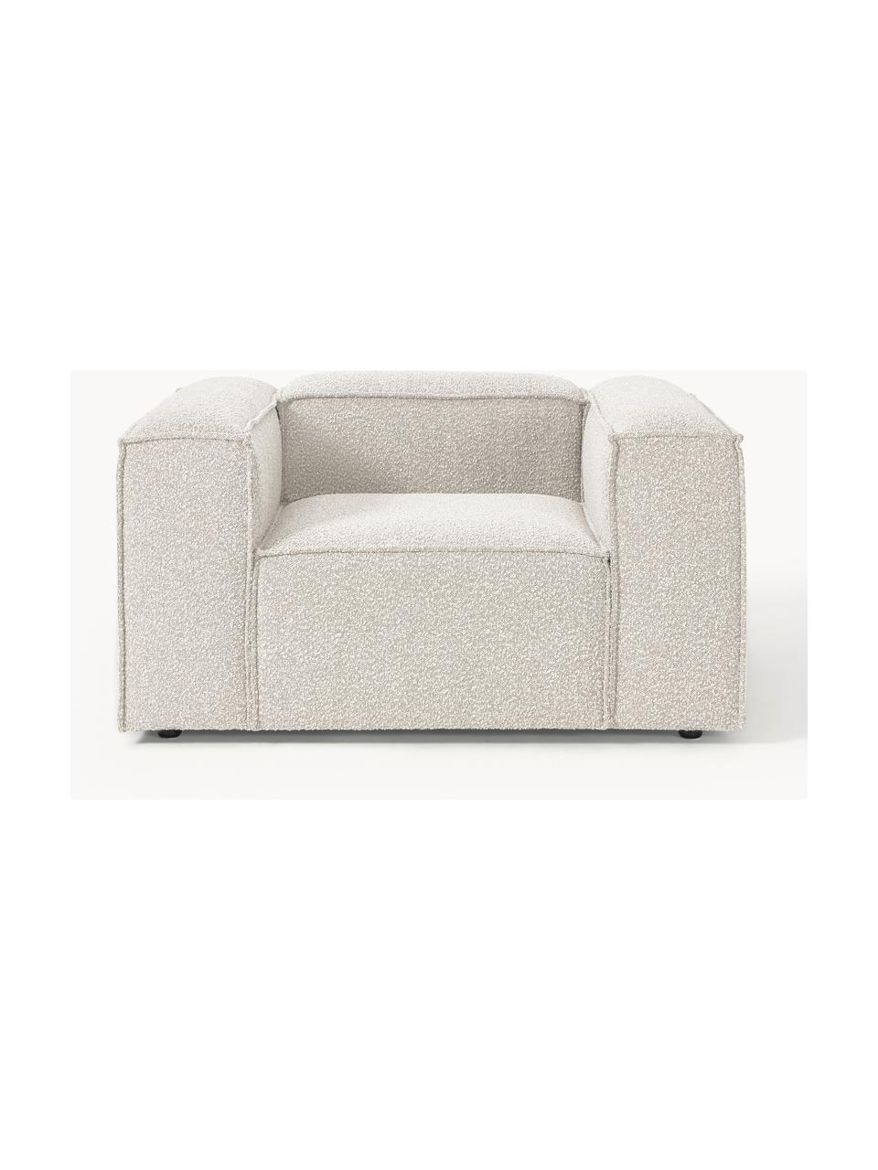 Fauteuil Lennon uit bouclé, Bekleding: bouclé (100% polyester) M, Frame: massief grenenhout, multi, Poten: kunststof Dit product is , Bouclé gebroken wit, B 130 x D 101 cm