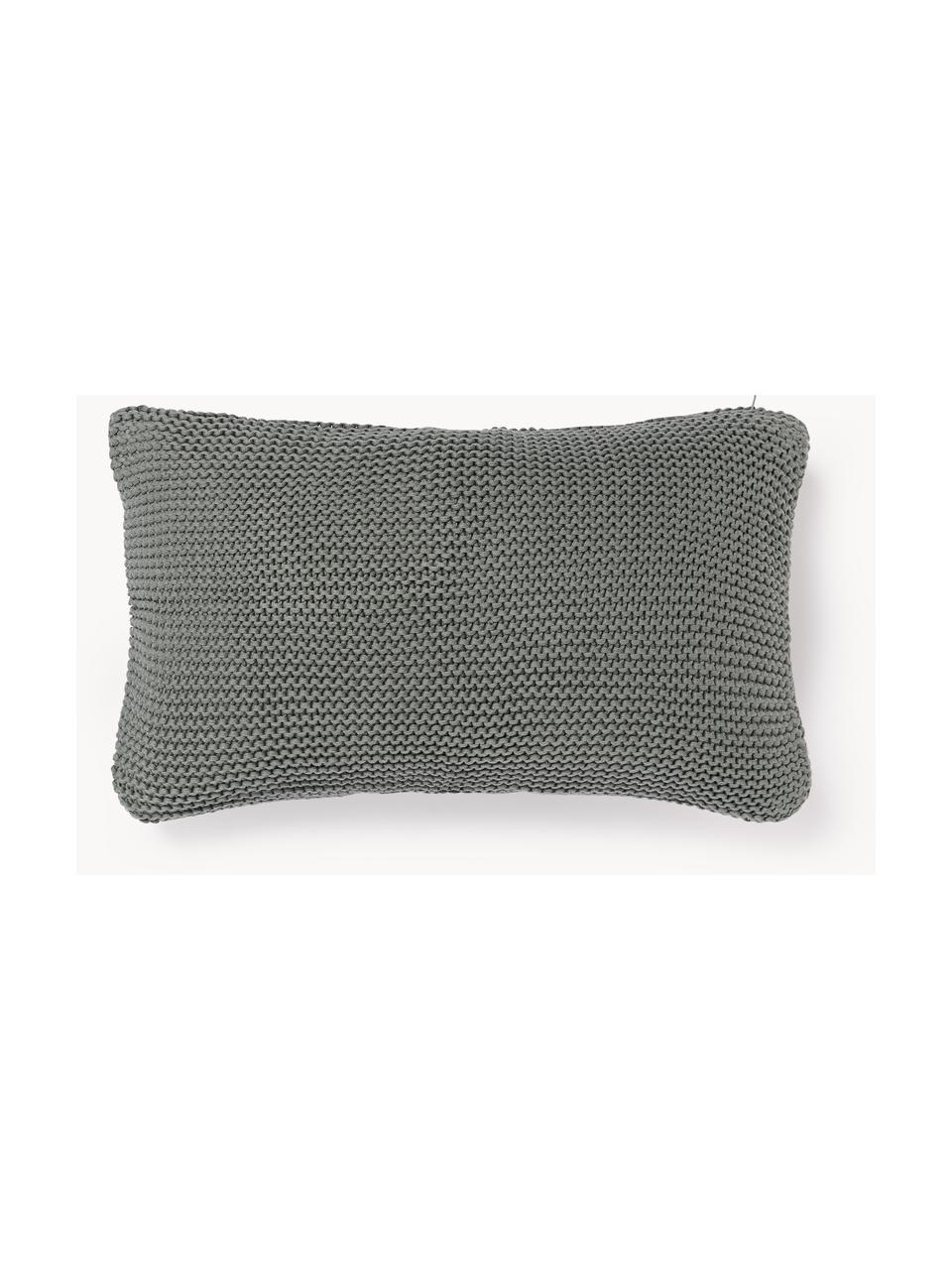 Housse de coussin en tricot Adalyn, 100 % coton bio, certifié GOTS, Vert sauge, larg. 30 x long. 50 cm