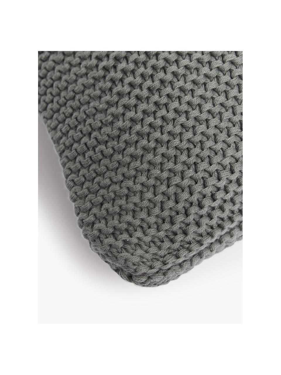 Copricuscino tessuto a maglia in cotone organico Adalyn, 100% cotone organico certificato GOTS, Verde salvia, Larg. 30 x Lung. 50 cm