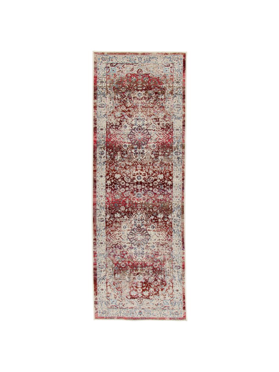 Běhoun s vintage vzorem Vintage Kashan, Béžová, červená, modrá, Š 60 cm, D 185 cm