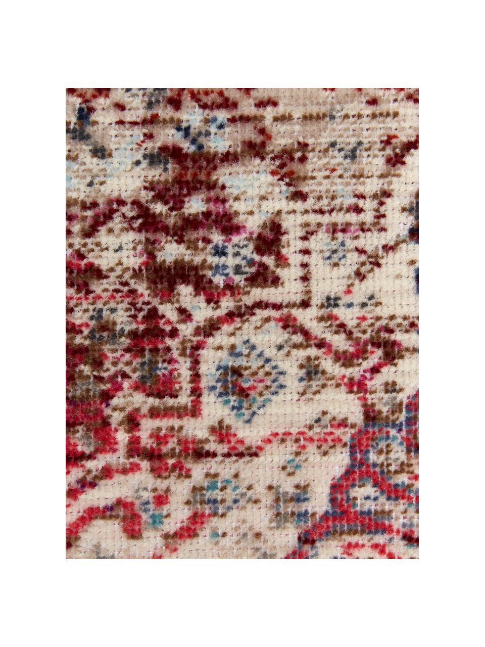 Passatoia con motivo vintage Vintage Kashan, Retro: lattice, Beige, rosso, blu, Larg. 60 x Lung. 185 cm