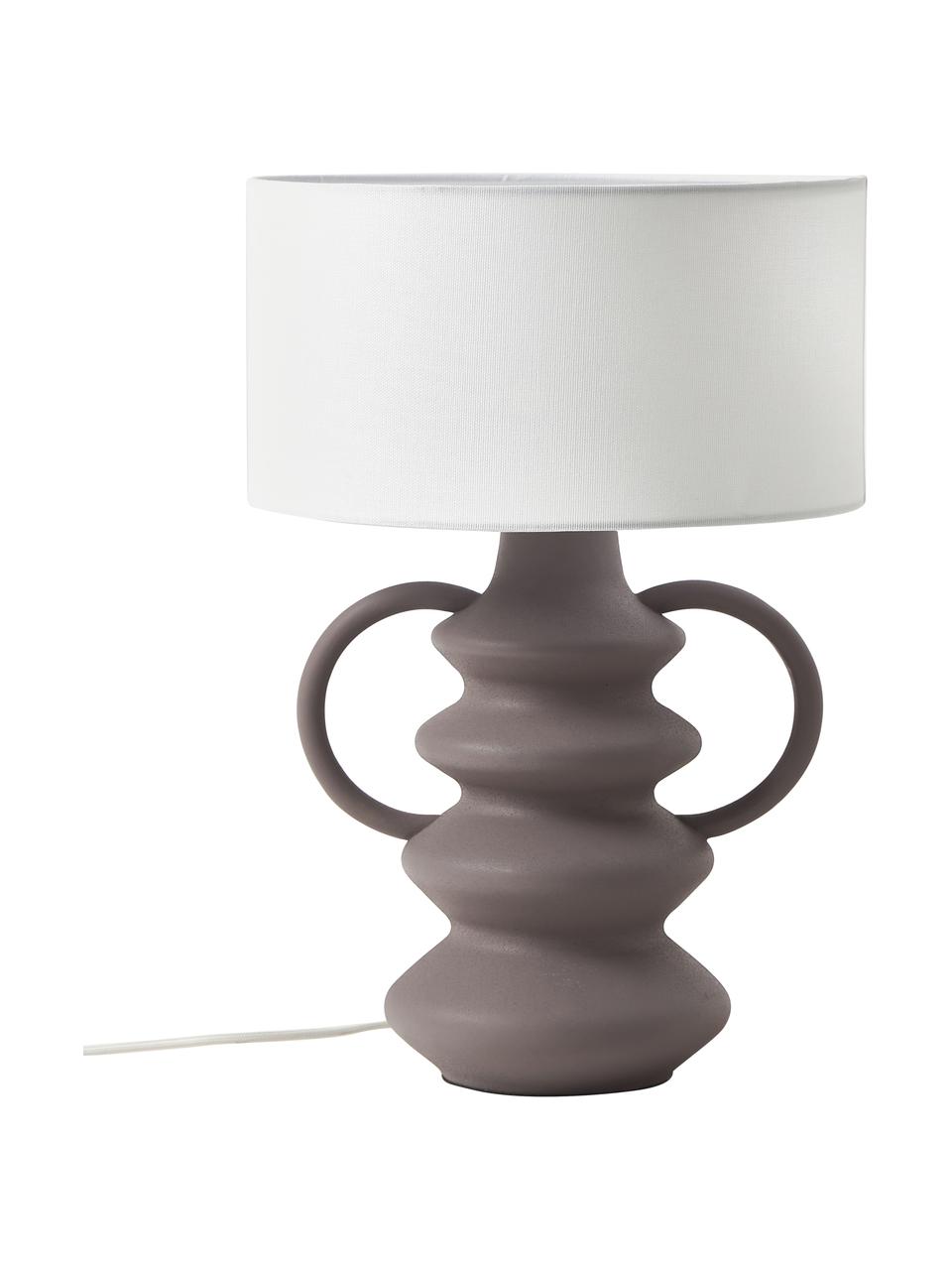 Lampa stołowa Luvi, Kremowobiały, brązowy, Ø 32 x W 47 cm