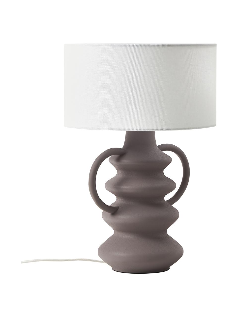 Stolní lampa v organickém tvaru Luvi, Krémově bílá, hnědá, Ø 32 cm, V 47 cm