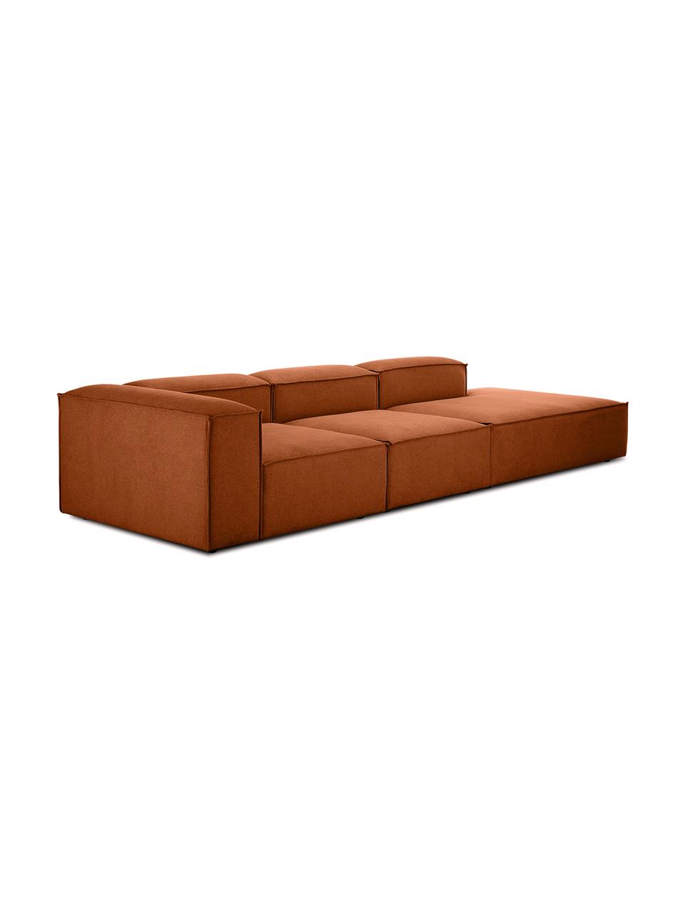 Diván modular grande Lennon, Tapizado: poliéster Alta resistenci, Estructura: madera de pino maciza, ma, Patas: plástico, Tejido terracota, An 357 x F 119 cm, respaldo izquierdo
