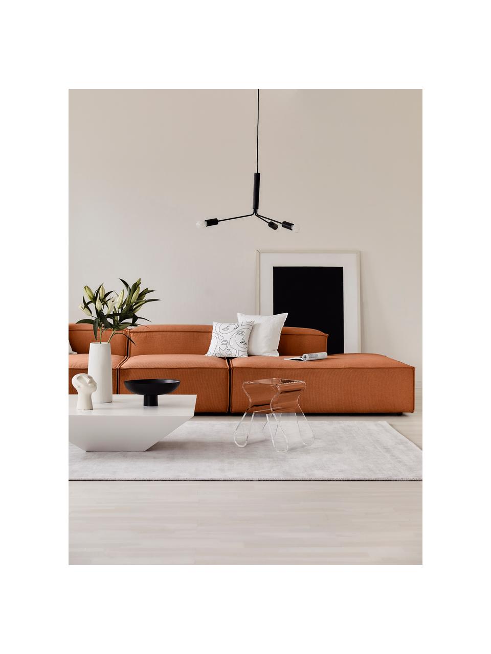 Szezlong modułowy XL Lennon, Tapicerka: poliester Dzięki tkaninie, Stelaż: lite drewno sosnowe z cer, Nogi: tworzywo sztuczne Materia, Terakotowa tkanina, S 357 x G 119 cm, oparcie lewostronne