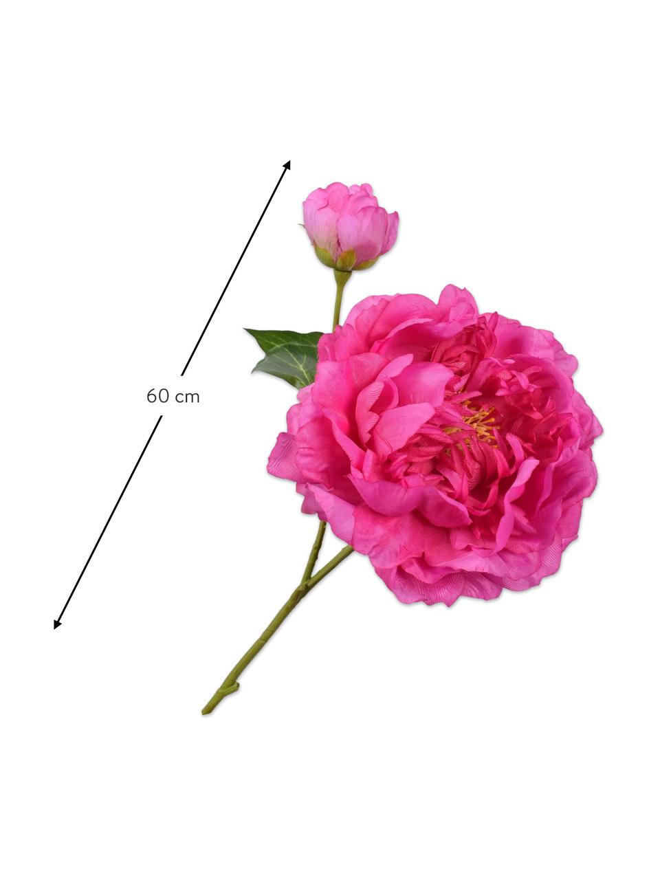 Pivoine artificielle, rose, Plastique, câble métallique, Rose vif, long. 60 cm