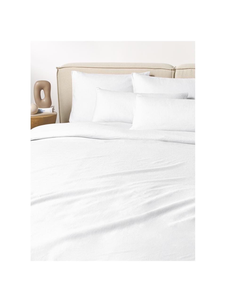 Gewaschener Leinen-Bettdeckenbezug Airy, Weiß, B 200 x L 200 cm