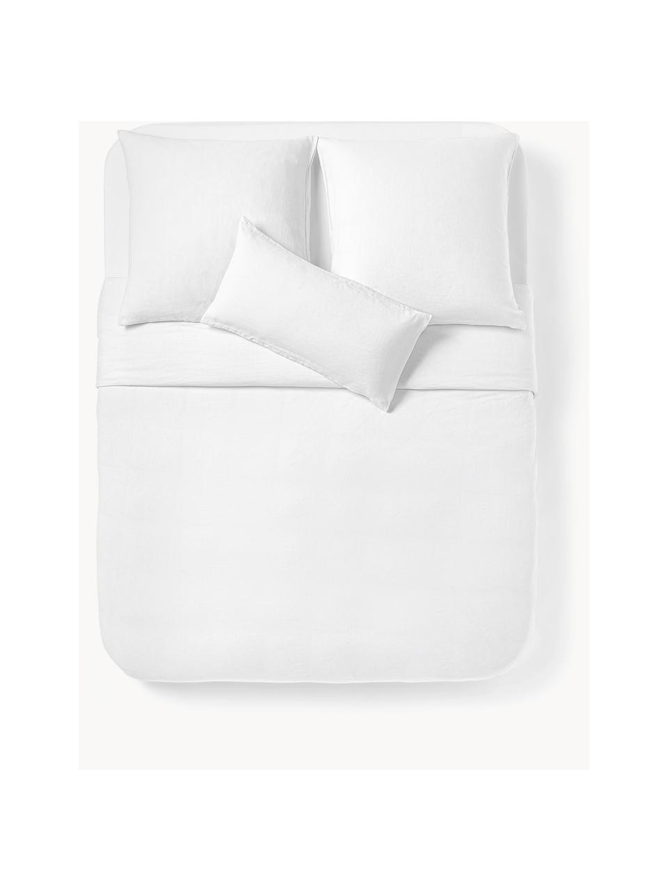 Gewaschener Leinen-Bettdeckenbezug Airy, Weiss, B 200 x L 200 cm