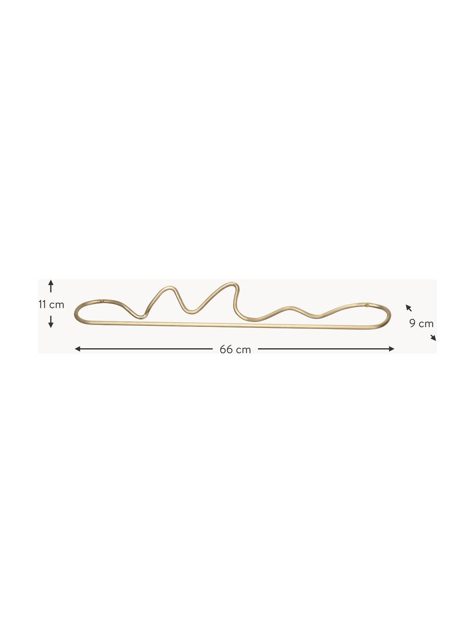 Ręcznie wykonany wieszak na ręczniki z metalu Curvature, Mosiądz lakierowany, Mosiężny, błyszczący, S 66 x W 11 cm