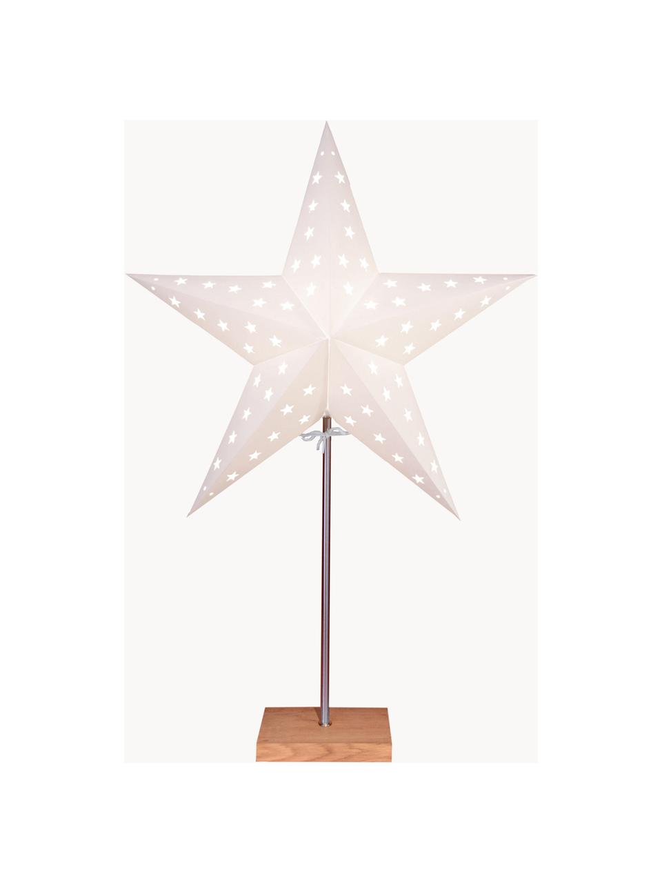 Pieza luminosa Star, con enchufe, Pantalla: papel, Cable: plástico, Blanco, madera clara, An 43 x Al 65 cm