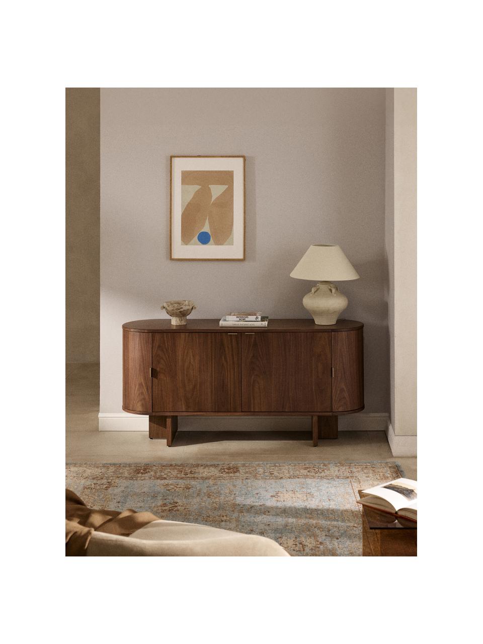 Credenza in legno con angoli arrotondati Zumi, Legno di noce laccato, Larg. 160 x Alt. 75 cm