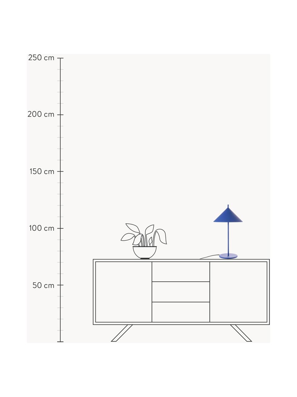 Lámpara de mesa Triangle, Lámpara: hierro recubierto, Cable: plástico, Azul real, Ø 25 x Al 48 cm