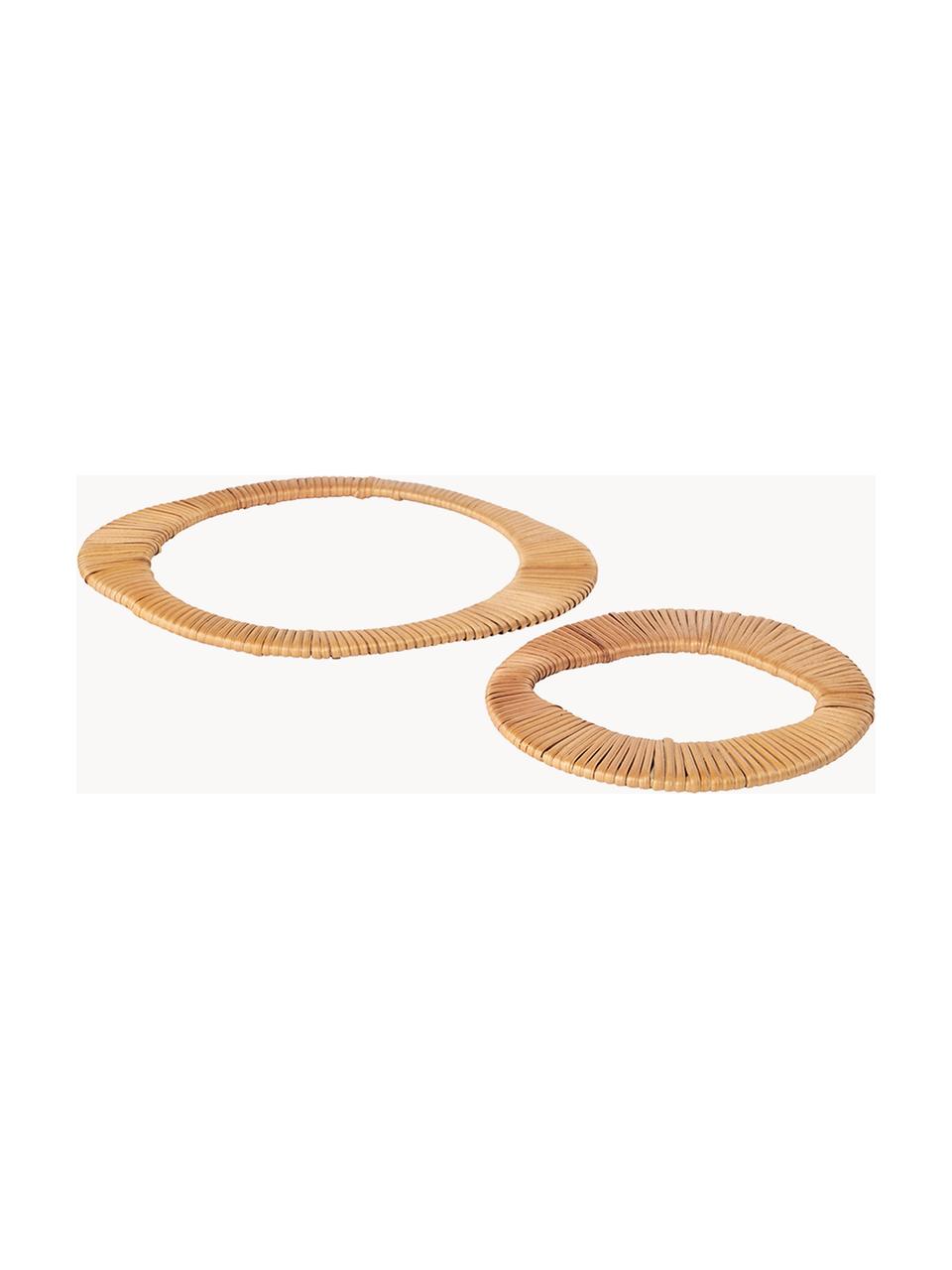 Untersetzer Tini aus Rattan, 2er-Set, Rattan, Beige, Set mit verschiedenen Grössen