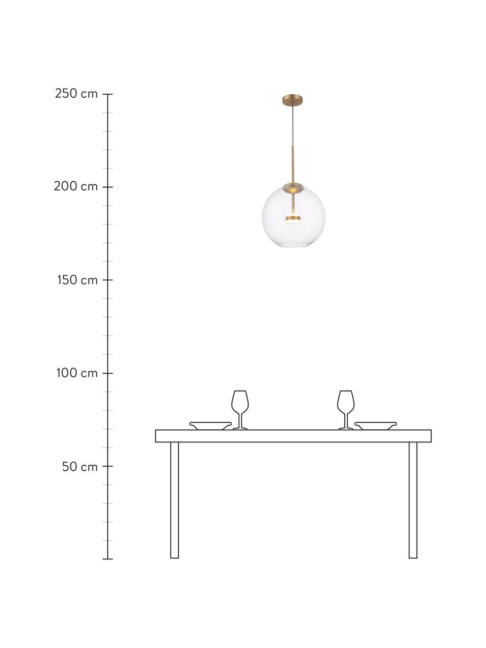 LED-Pendelleuchte Cometa aus Glas, Lampenschirm: Glas, Baldachin: Metall, pulverbeschichtet, Transparent, Goldfarben, Schwarz, Ø 35 x H 35 cm