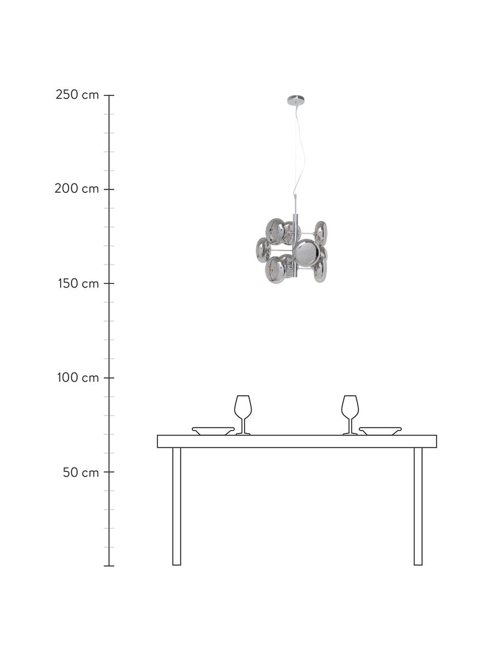 Hanglamp Headlight, Baldakijn: gecoat metaal, Chroomkleurig, Ø 53 x H 155 cm