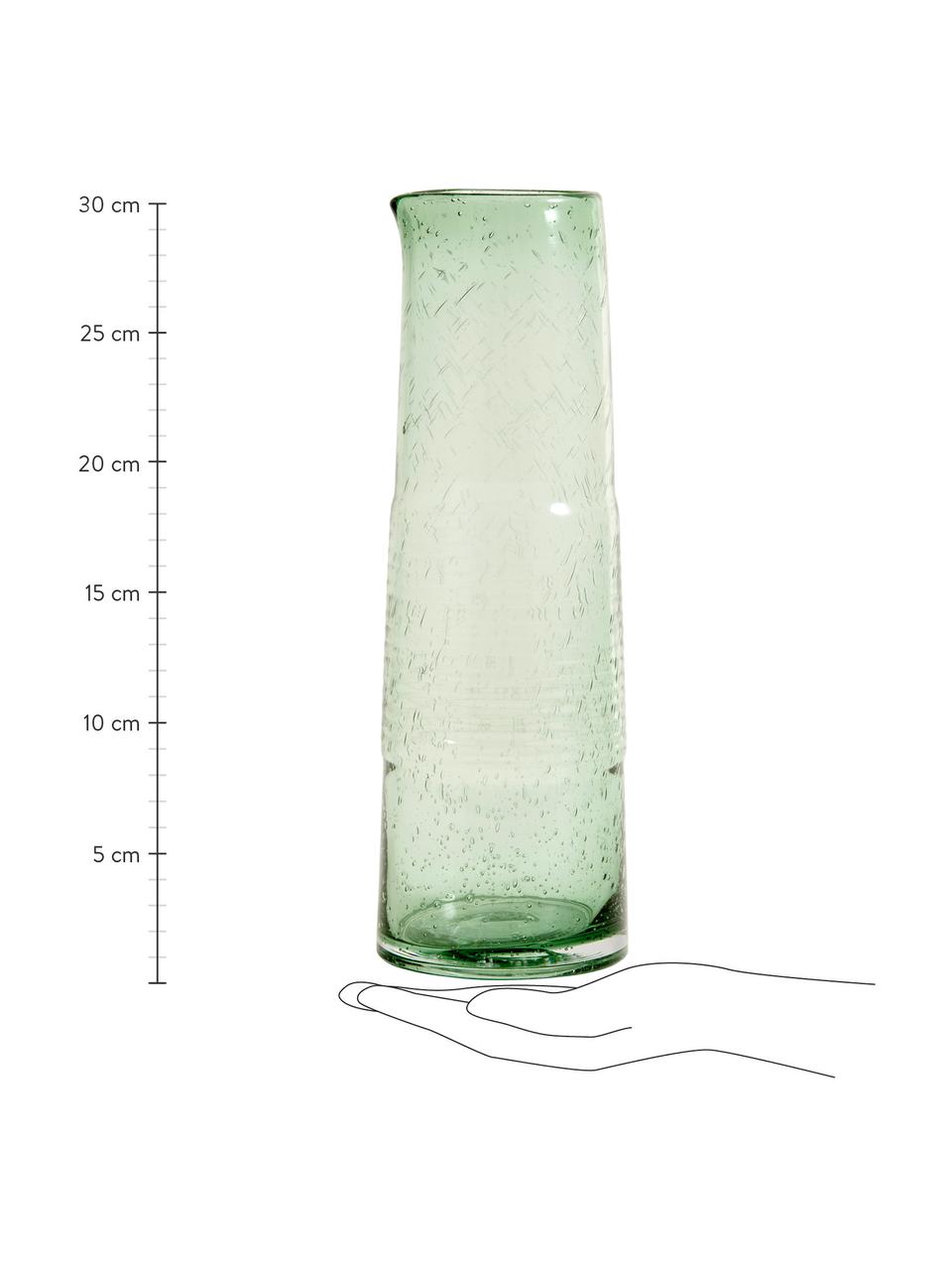 Mundgeblasene Glaskaraffe Greenie, 1.3 L, Recyceltes Glas, Grün, Ø 8 x H 30 cm, 1.3 L