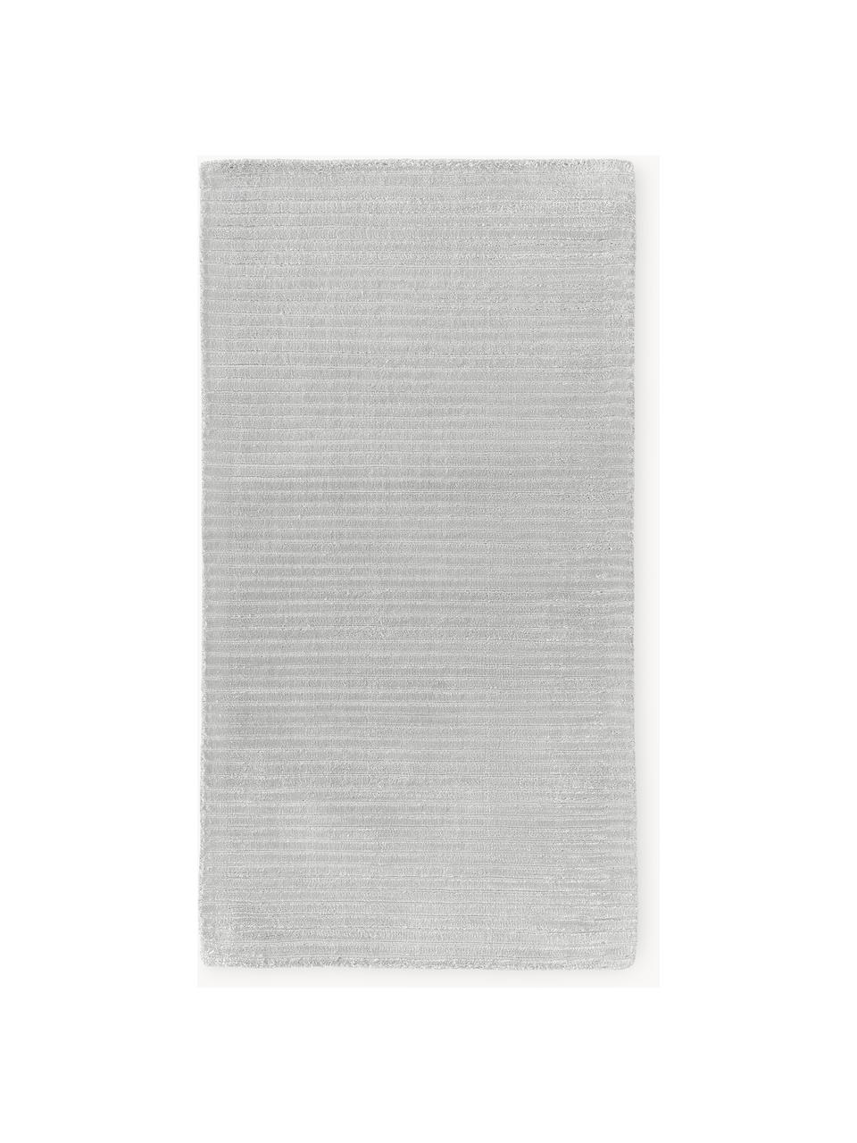 Tapis à poils longs moelleux tissé main Wes, 100 % polyester, certifié GRS, Gris clair, larg. 80 x long. 150 cm (taille XS)