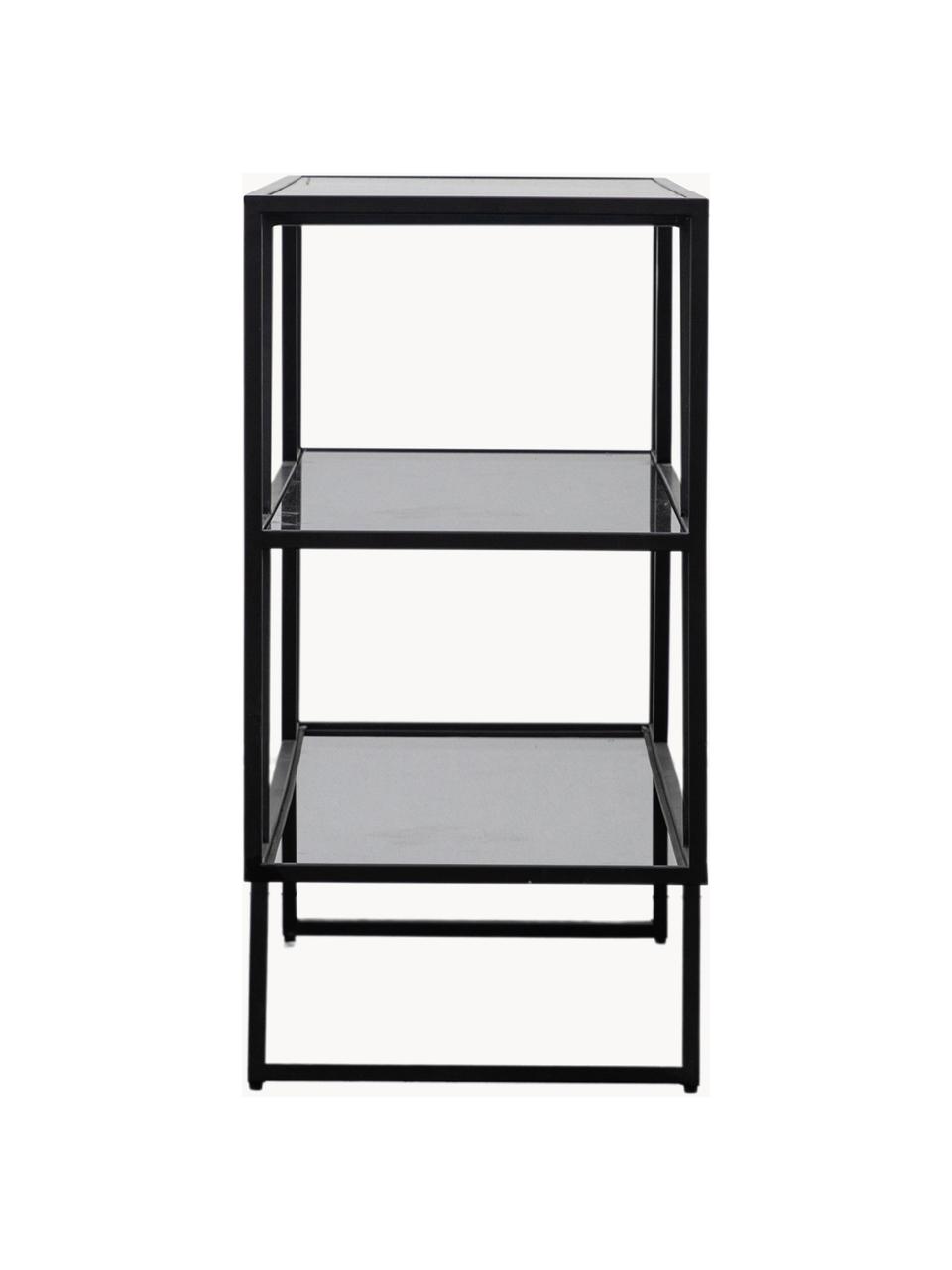 Cónsola de metal Putney, Estantes: vidrio ahumado Estructura, Negro, transparente, An 140 x Al 80 cm