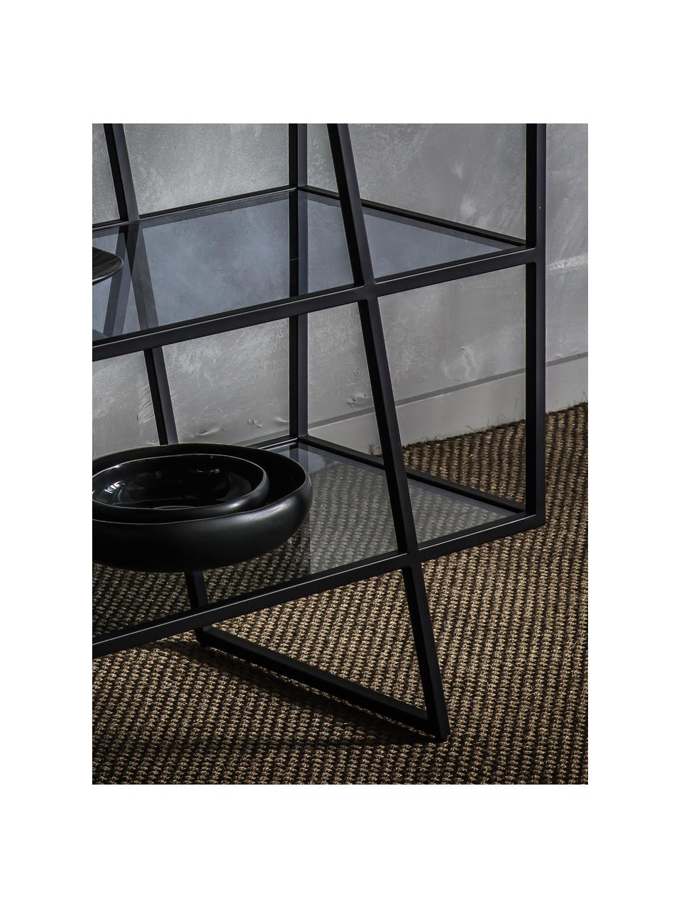 Kovový konzolový stolek Putney, Černá, transparentní, Š 140 cm, V 80 cm
