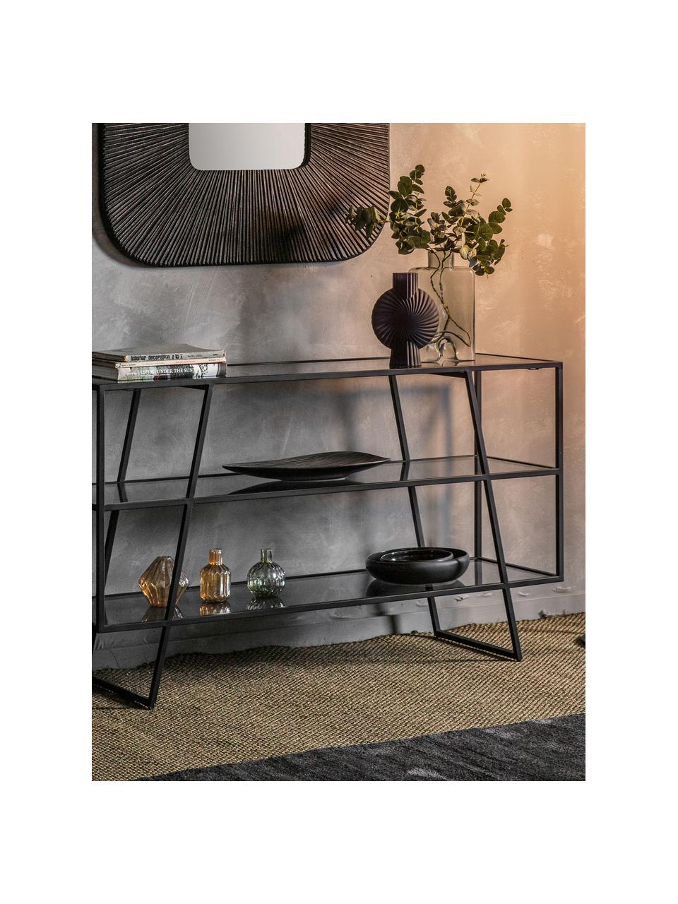 Kovový konzolový stolek Putney, Černá, transparentní, Š 140 cm, V 80 cm