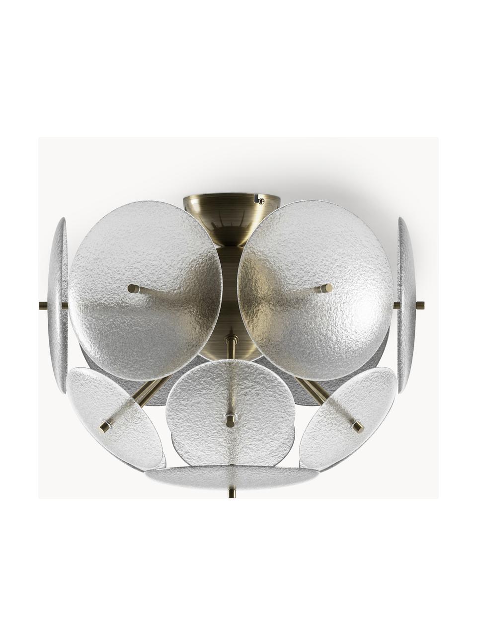 Plafonnier de verre Mireille, Transparent, doré, larg. 40 x haut. 36 cm