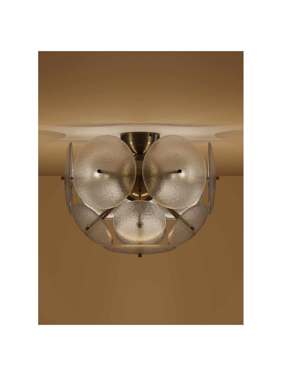Plafonnier de verre Mireille, Transparent, doré, larg. 40 x haut. 36 cm