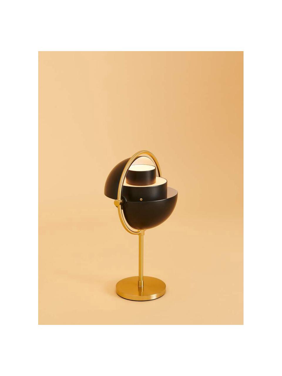 Lámpara de mesa regulable con USB Multi-Lite, portátil, Aluminio recubierto, Negro mate, dorado mate, Ø 15 x Al 30 cm