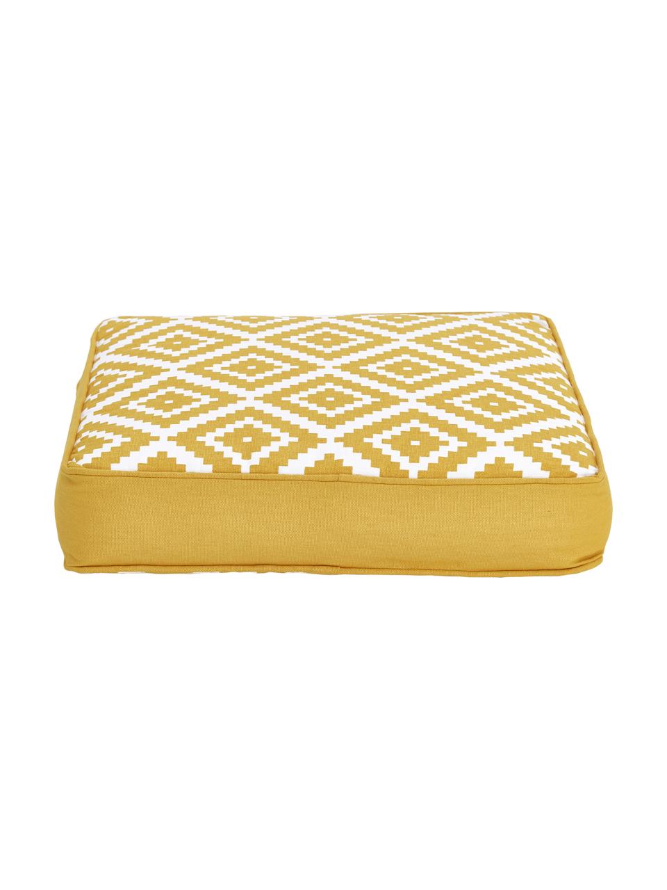 Cuscino sedia alto giallo/bianco Miami, Rivestimento: 100% cotone, Giallo, Larg. 40 x Lung. 40 cm