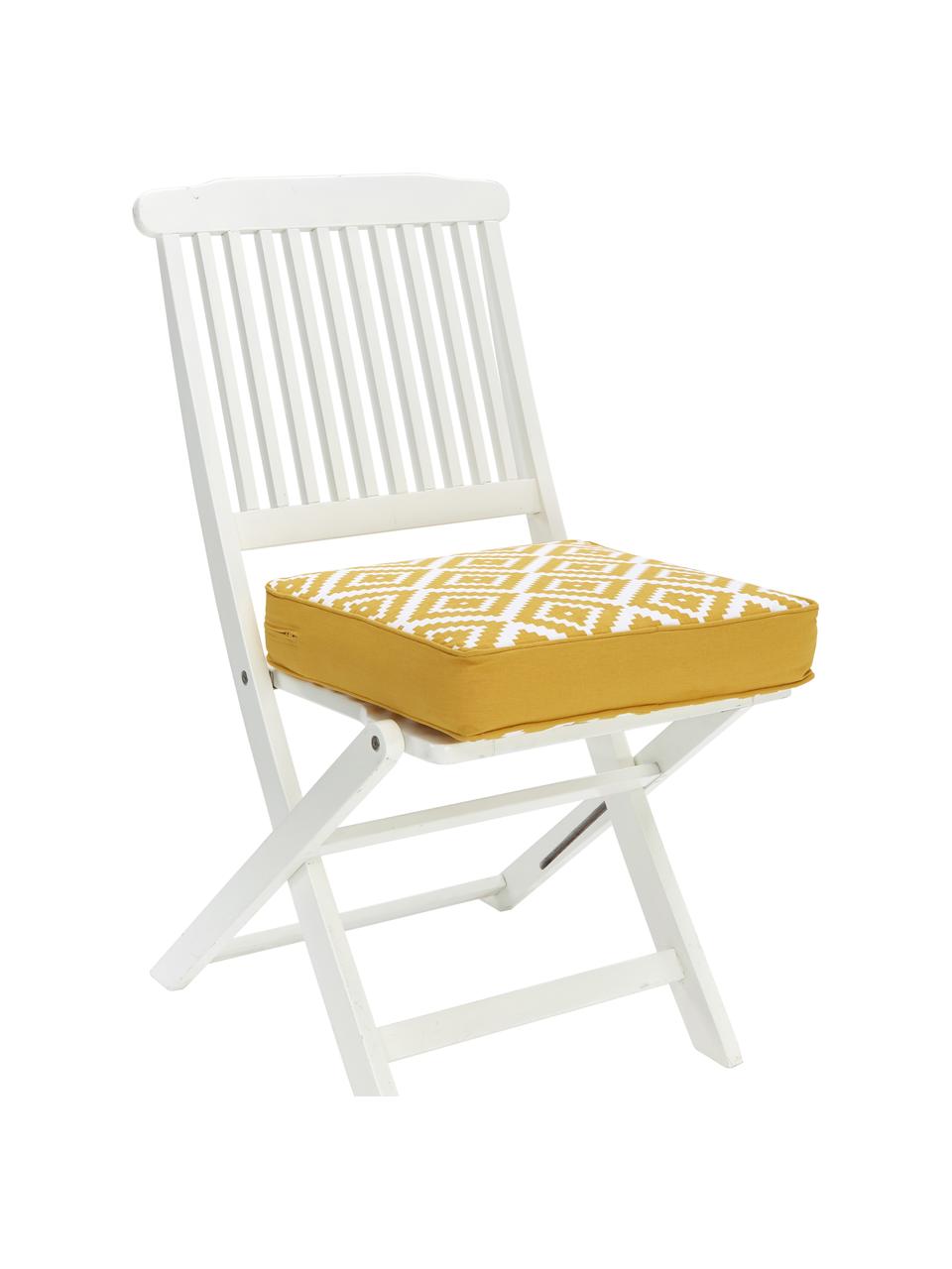 Cuscino sedia alto giallo/bianco Miami, Rivestimento: 100% cotone, Giallo, Larg. 40 x Lung. 40 cm