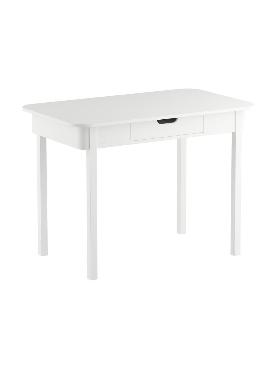 Dřevěný psací stůl Classic, Bukové dřevo, MDF deska (dřevovláknitá deska střední hustoty), Bílá, Š 100 cm, H 60 cm