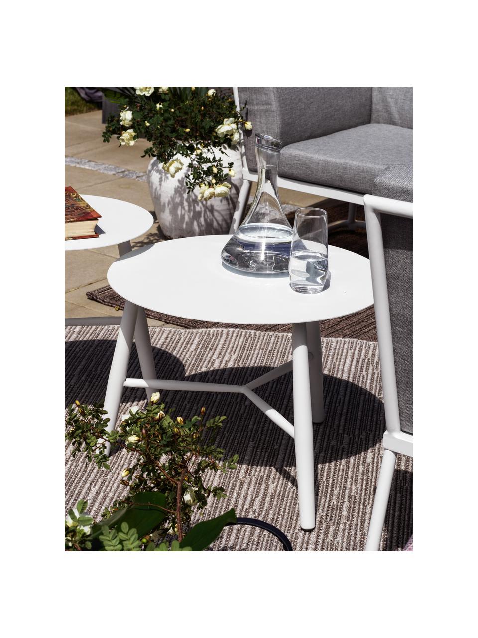 Tavolo da giardino rotondo Vannes, Alluminio rivestito, Bianco, Ø 45 cm