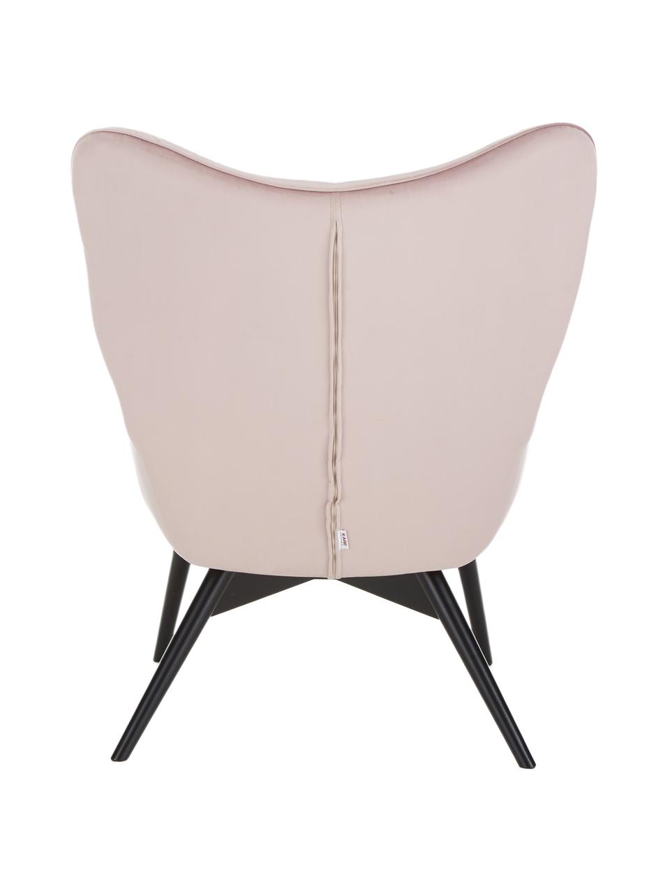 Sillón de terciopelo Vicky, Tapizado: terciopelo de poliéster 4, Patas: haya, sólido y pintado, Estructura: haya aglomerado, natural, Terciopelo rosa, An 59 x F 63 cm