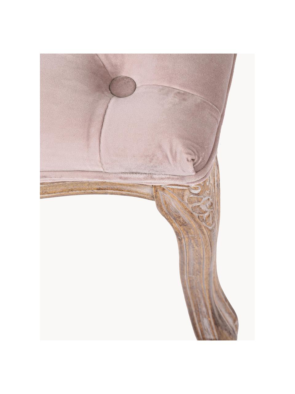 Banco de terciopelo Mathilde, Tapizado: terciopelo de poliéster E, Estructura: abedul recubierto con nit, Terciopelo rosa palo, madera de abedul, An 110 x Al 47 cm