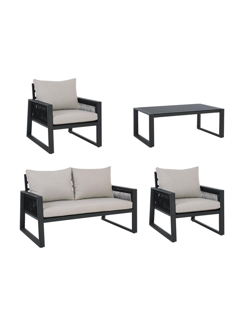 Garten-Lounge-Set Captiva, 4-tlg., Bezug: Polyester, Gestell: Aluminium, pulverbeschich, Beige, Anthrazit, Set mit verschiedenen Größen