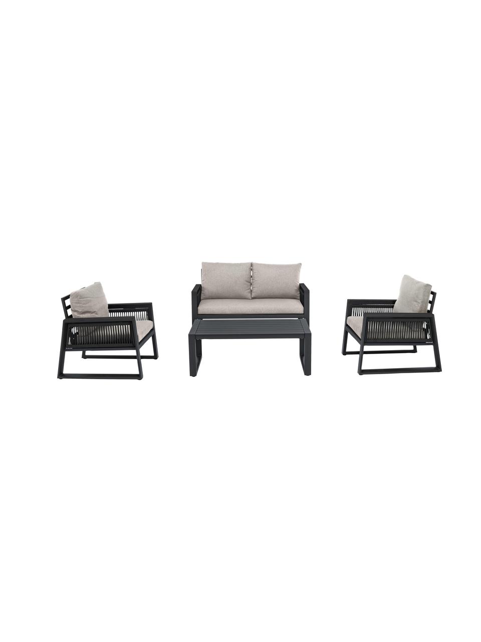 Set lounge para exterior Captiva, 4 pzas., Tapizado: poliéster, Estructura: aluminio con pintura en p, Beige, gris antracita, Set de diferentes tamaños