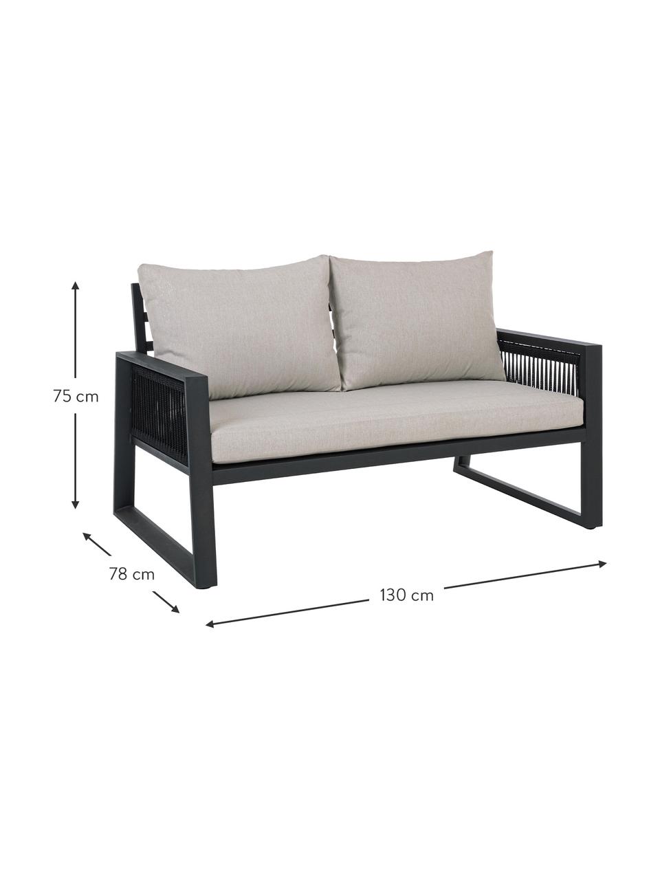 Tuin loungeset Captiva, 4-delig, Bekleding: polyester, Frame: gepoedercoat aluminium, Beige, antraciet, Set met verschillende formaten