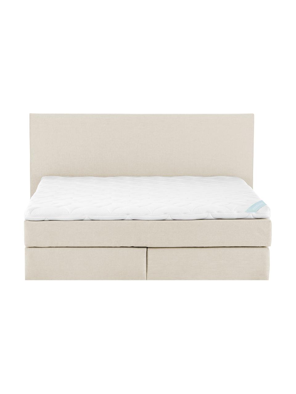 Letto boxspring premium Eliza, Materasso: a molle insacchettate a 7, Piedini: legno di faggio massiccio, Beige, 200 x 200