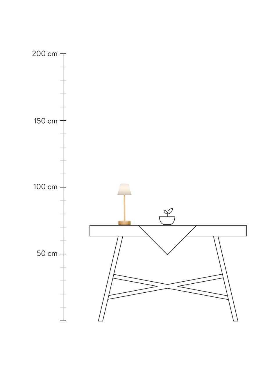 Lampe d'extérieur LED mobile à intensité variable et fonction tactile Lola, Blanc, couleur dorée, Ø 11 x haut. 32 cm