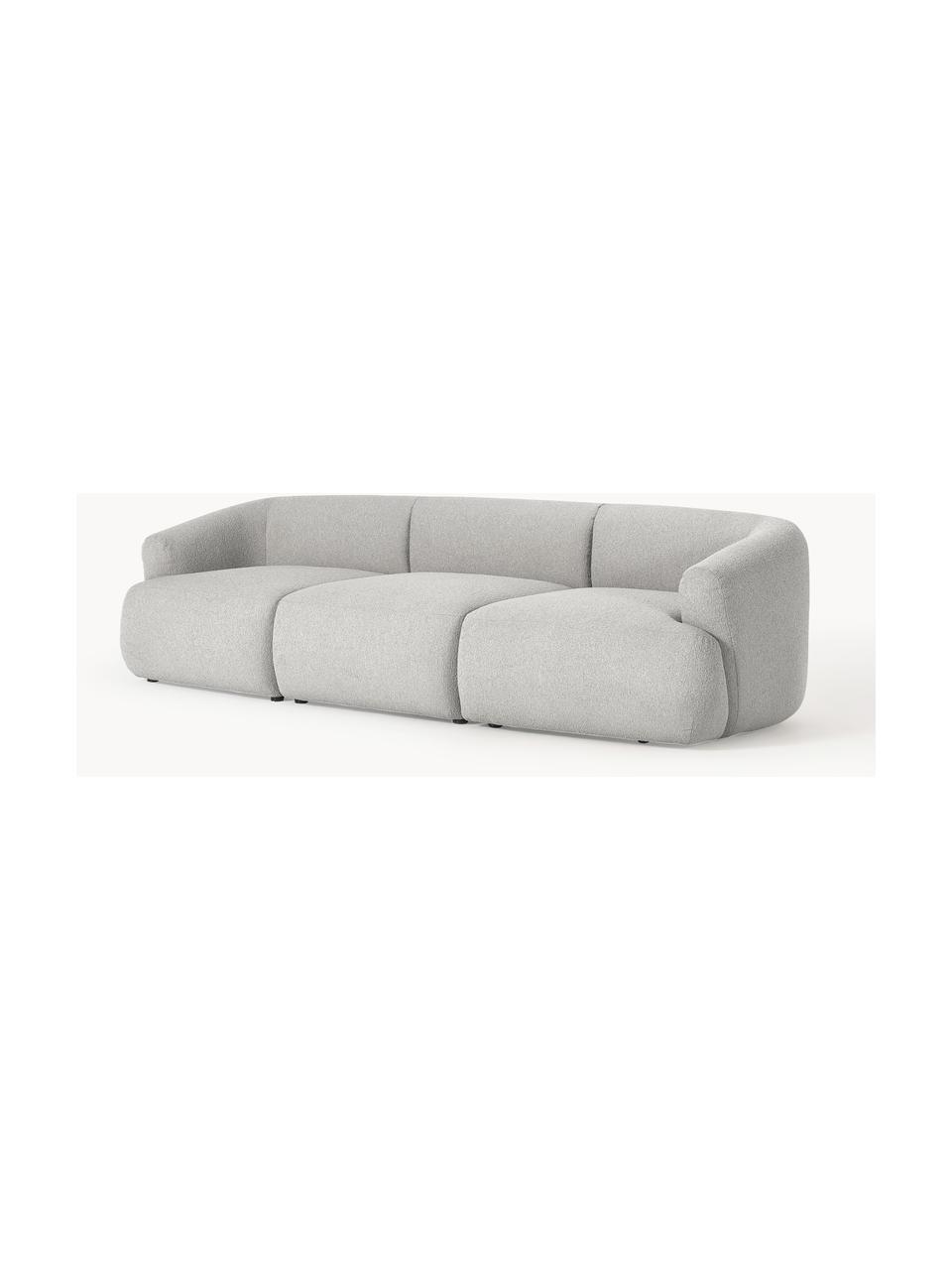 Modulares Bouclé-Sofa Sofia (3-Sitzer), Bezug: Bouclé (100 % Polyester) , Gestell: Fichtenholz, Spanplatte, , Füße: Kunststoff Dieses Produkt, Bouclé Hellgrau, B 277 x T 103 cm