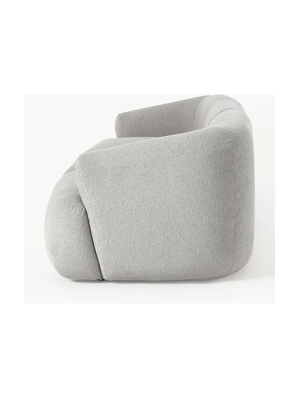 Sofa modułowa bouclé Sofia (3-osobowa), Tapicerka: bouclé (100% poliester) D, Stelaż: drewno świerkowe z certyf, Nogi: tworzywo sztuczne, Jasnoszary bouclé, S 273 x G 103 cm