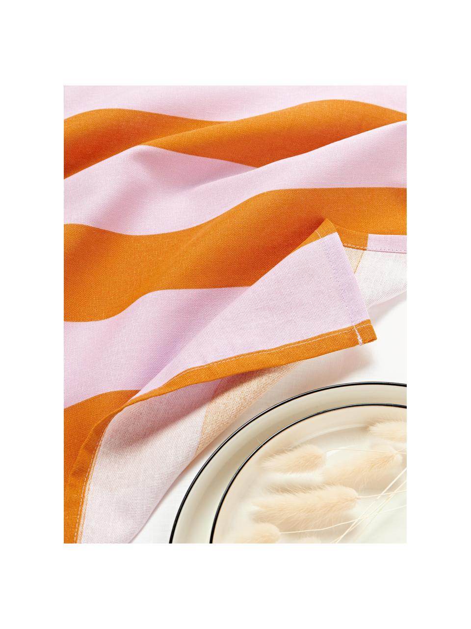 Pruhované látkové ubrousky Juno, 8 ks, 100 % bavlna, Oranžová, levandulová, Š 45 cm, D 45 cm