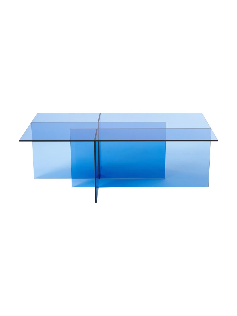 Skleněný konferenční stolek Anouk, Sklo, Modrá, transparentní, Š 102 cm, V 35 cm