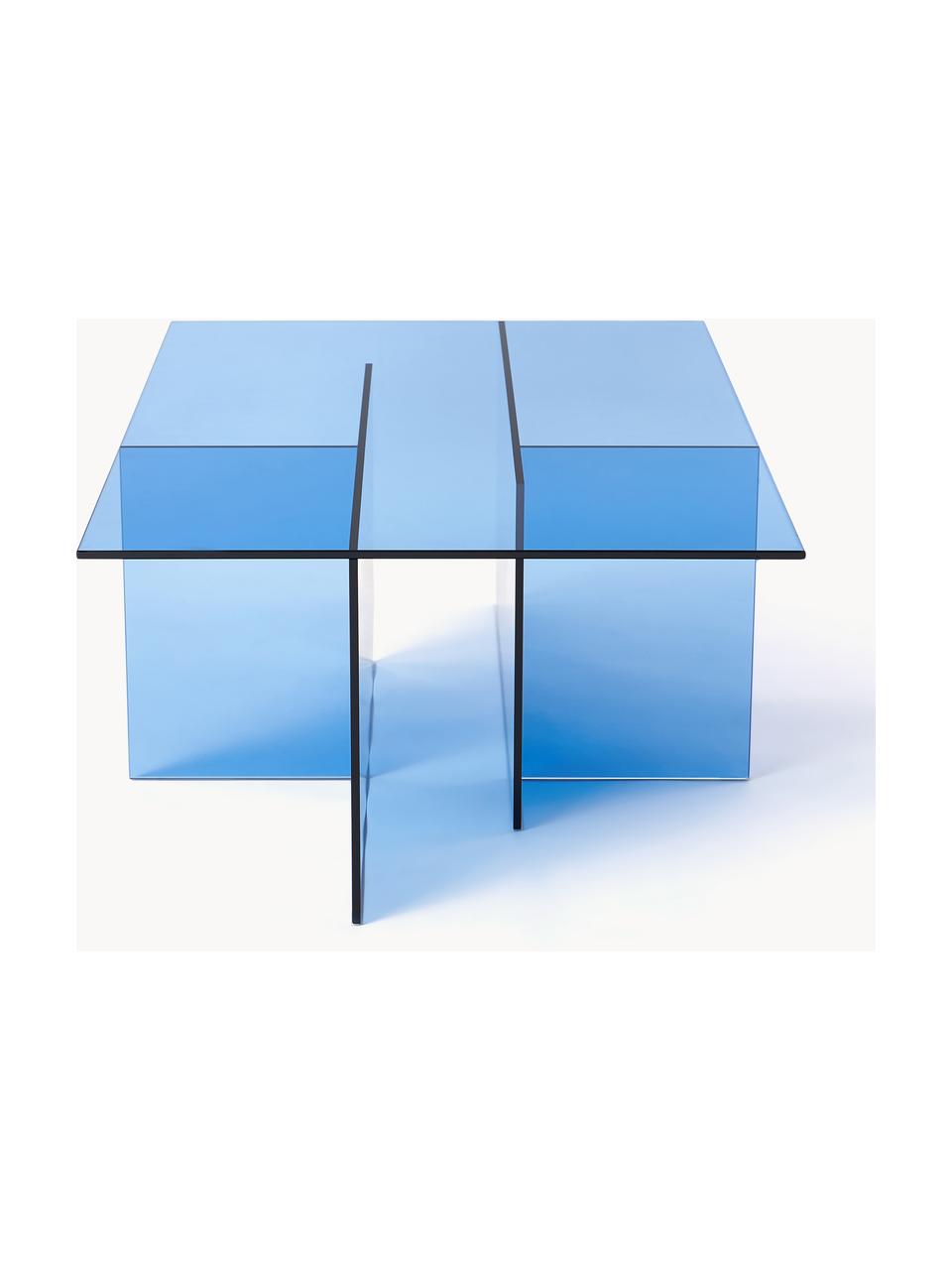 Table basse en verre Anouk, Verre, Bleu, transparent, larg. 102 x prof. 63 cm