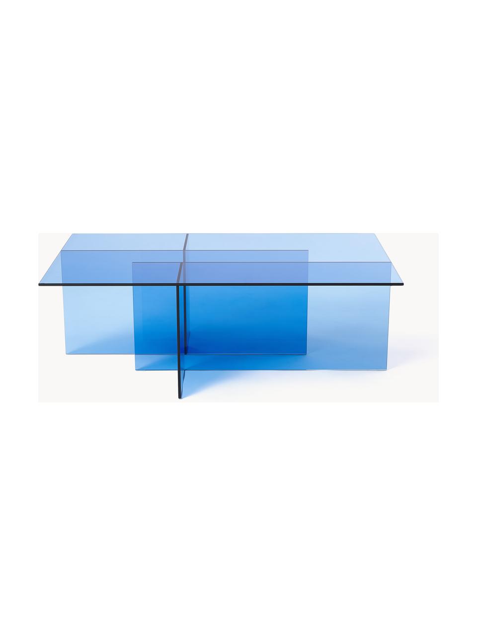Glazen salontafel Anouk, Glas, Blauw, transparant, B 102 x D 63 cm