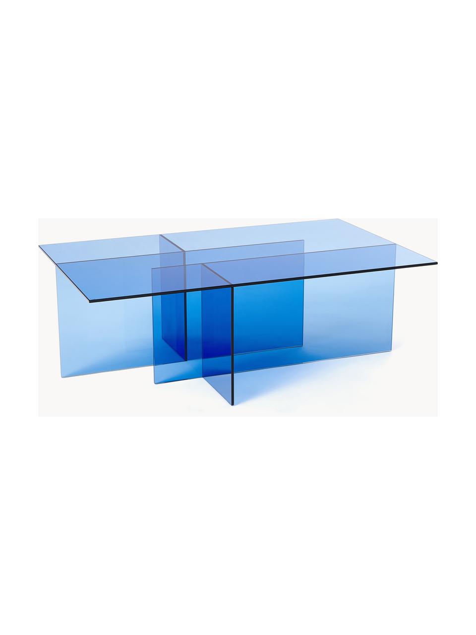 Glas-Couchtisch Anouk, Glas, Blau, transparent, B 102 x H 35 cm