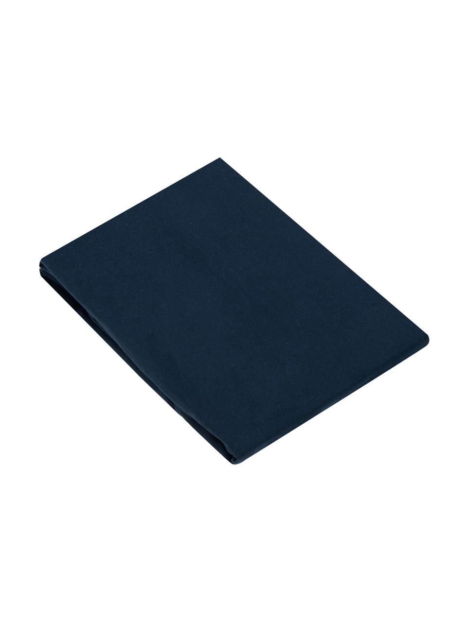 Lenzuolo con angoli in flanella blu navy Biba, Tessuto: flanella La flanella è un, Blu scuro, Larg. 180 x Lung. 200 cm